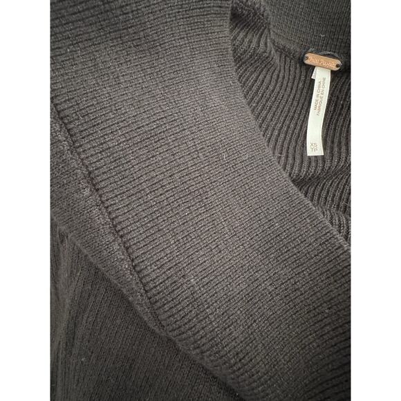 Free People Solid Black Long Maxi Skirt Split Hem Boho Straight Size X SMALL - Picture 5 of 6